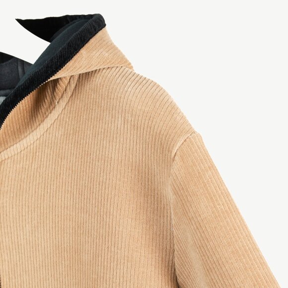Fendi Tan Corduroy Logo-Embossed Zip Hooded Jacket - Picture 7 of 16